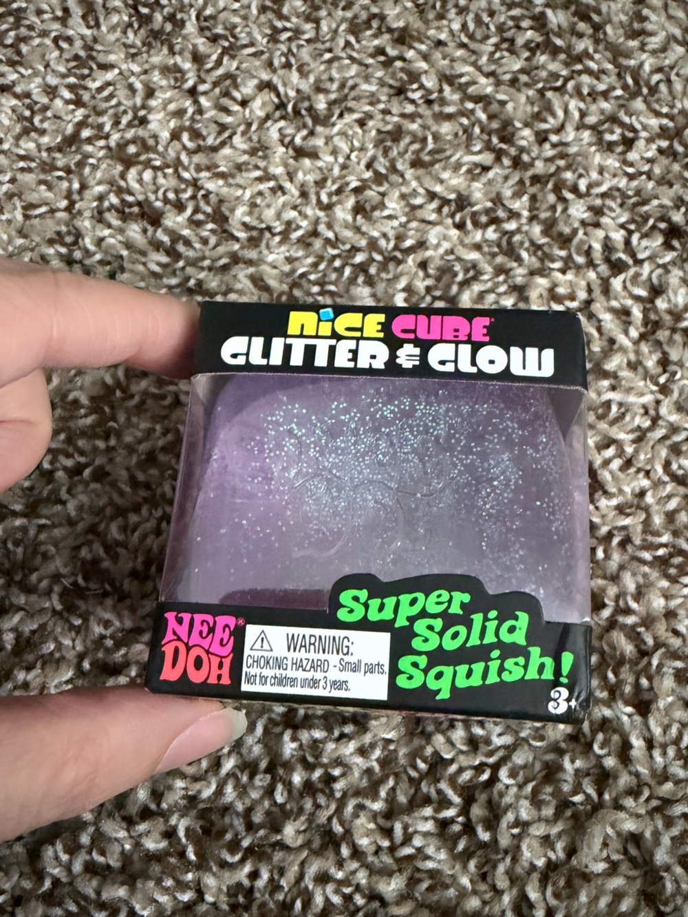 NeeDoh Nice Cube Glitter & Glow - purple Glitter Squish NWT